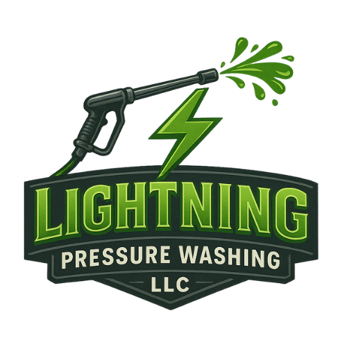 Lightning Pressure Washing logo with spray gun and lightning bolt